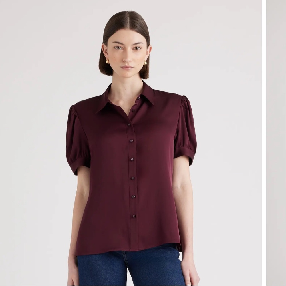 Quince Women's Deep Burgundy Button-Down Shirt